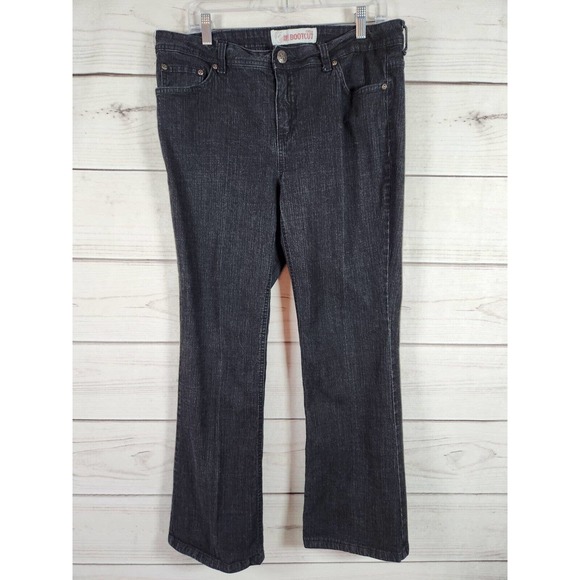 Faded Glory Women's Black Stretch Boot Cut High Rise Denim Jeans Size 14P - Picture 1 of 7